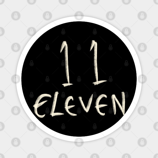 Hand Drawn Letter Number 11 eleven Magnet by Saestu Mbathi